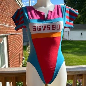 Vintage Bonnie August 1980s body suit multi colored size small
